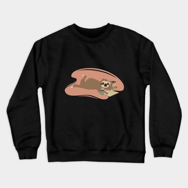 Sloth and books - Cute sloth reading Crewneck Sweatshirt by LittleAna